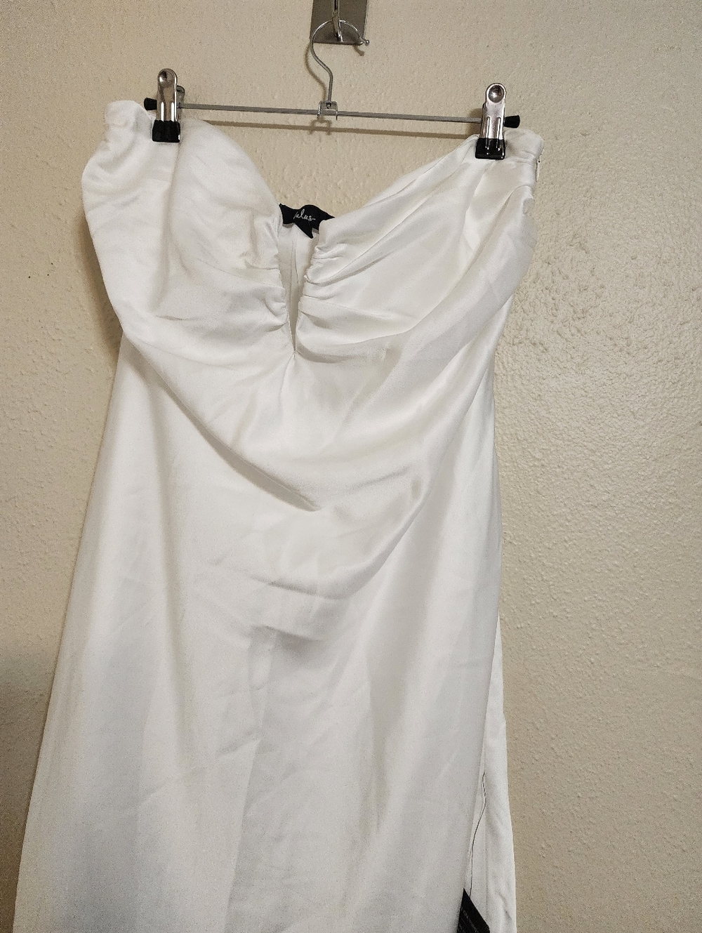 Lulus Luxe Crush White Satin Rhinestone Bow Strapless Midi Dress XL Wedding - Picture 7 of 11